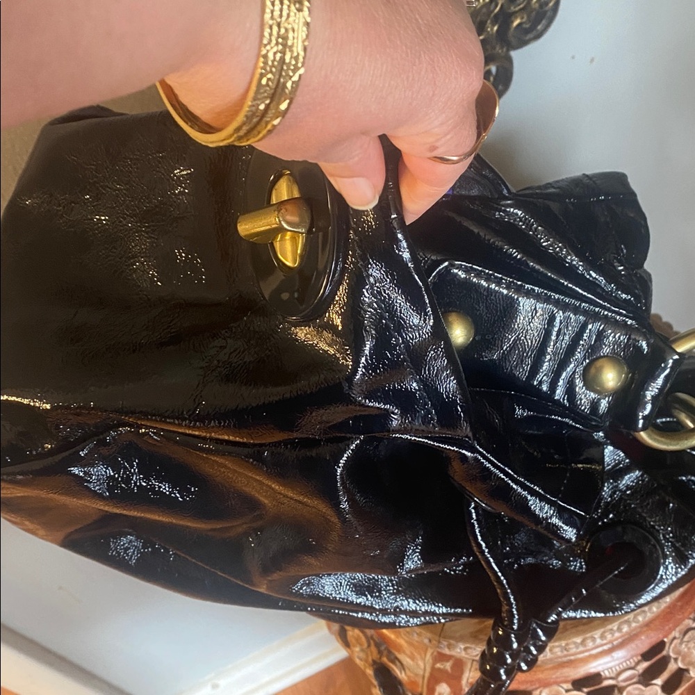 🖤Lt Edition COACH Resort Black Patent Leather Shoulder Handbag 13256 VERY CLEAN🖤 - Picture 13 of 16